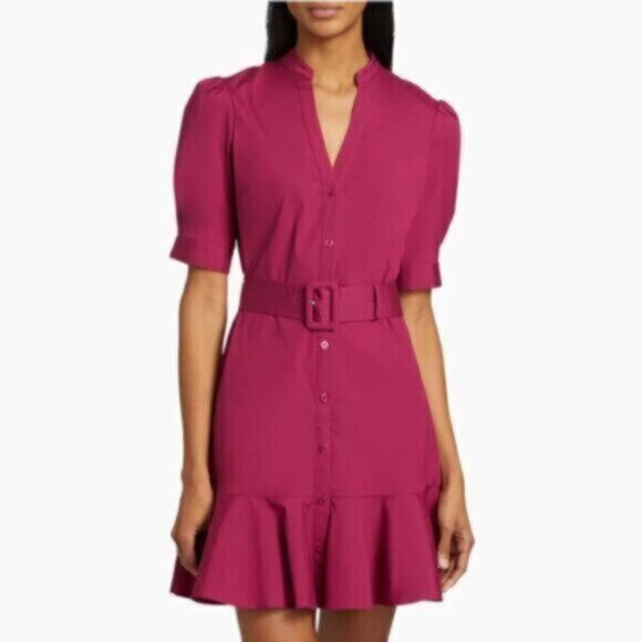 NWT Veronica Beard Molly Cotton-Blend Belted Mini Dress - Picture 3 of 15